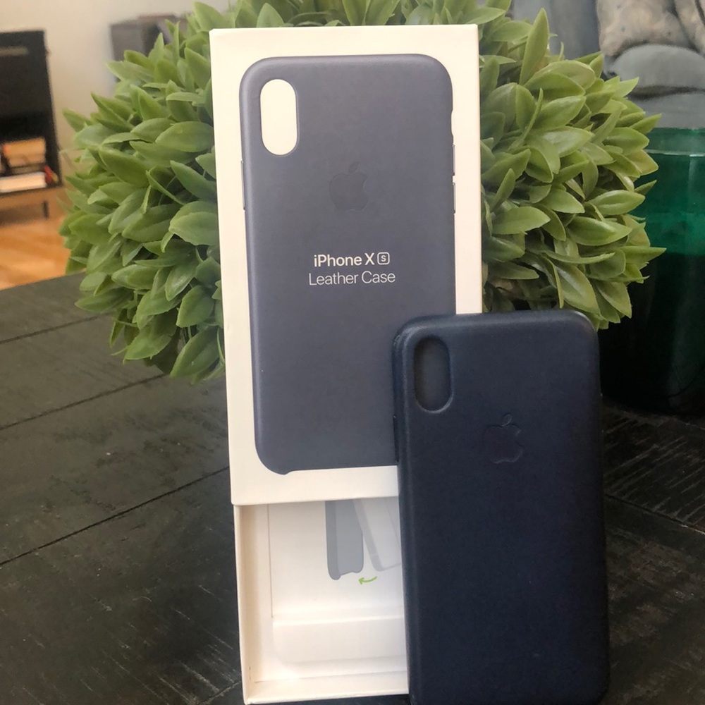Authentic iPhone Xs Midnight Blue Leather Case.